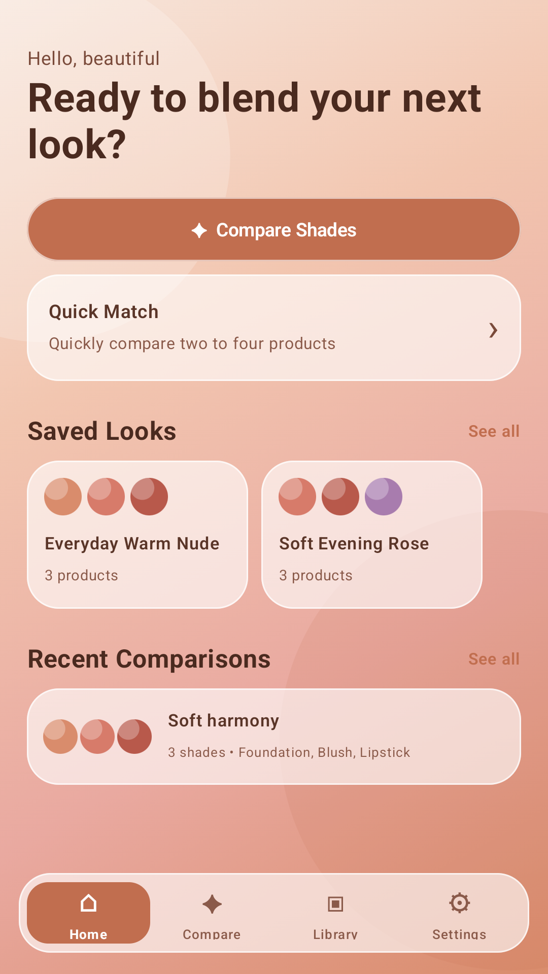 Beauty Blend home screen